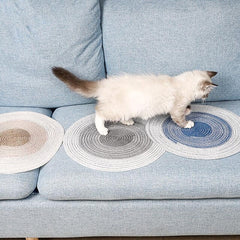 Cat Scratcher Mat Cat Scratching Carpet Pad Color Block Donuts Relieves Stress Washable For Indoor Use Cotton for Large Medium Small Dogs and Cats