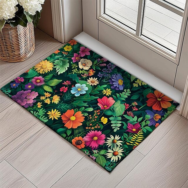 Flowers Doormat Floor Mats Washable Rugs Kitchen Mat Non-Slip Oil Proof Rug Indoor Outdoor Mat Bedroom Decor Bathroom Mat Entrance Rug