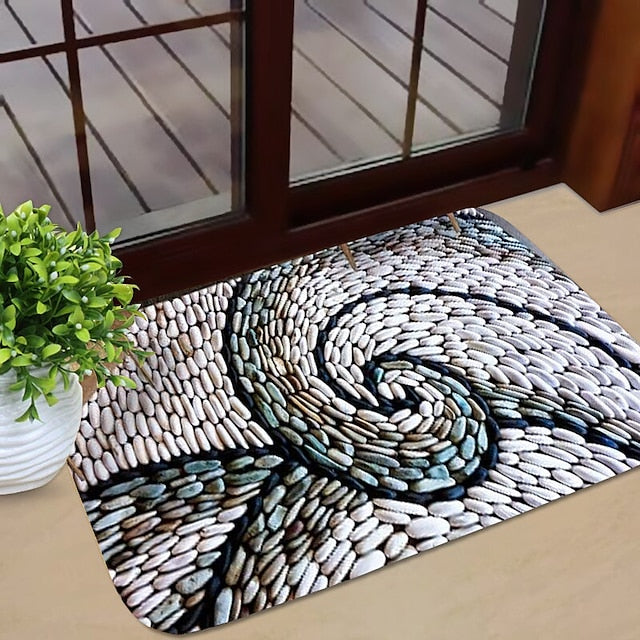 Cobblestone Pattern Door Mat Floor mats Washable Rugs Kitchen Mat Anti-Slip Non Skid Area Rug Front Livingroom Bedroom 1pc