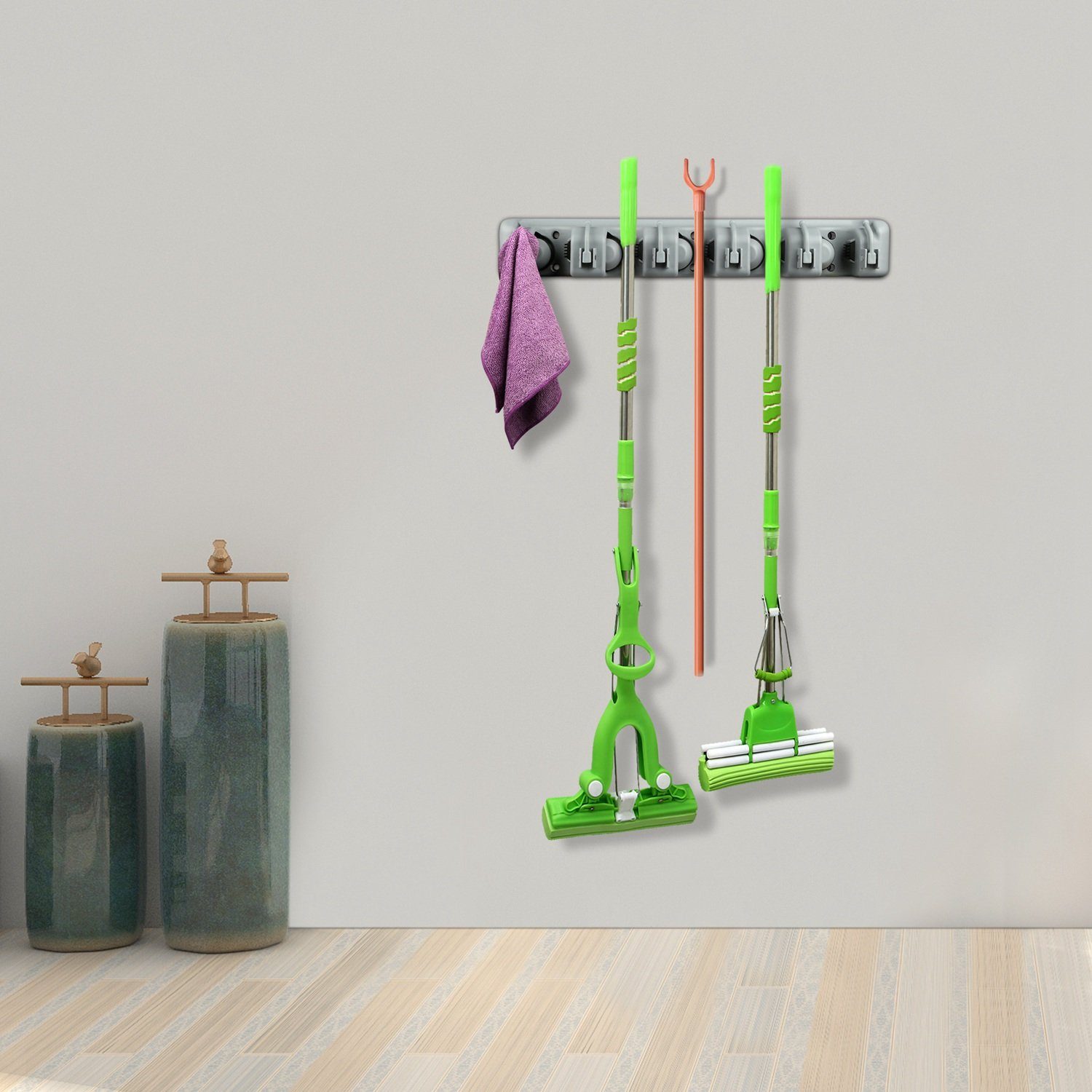 Mop Holder Wall Mount Hanger Organizer Storage