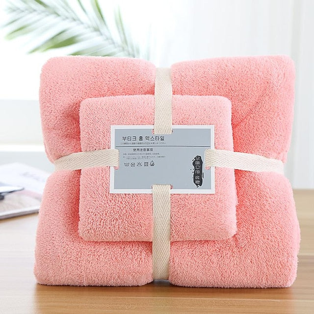 Thick, Soft & Absorbent Bath Towels Set for Bathroom, Plush Microfiber Quick Dry Bath Towel, 1PC Bath Towel& 1PC Hand Towel, Multipurpose Towels for Bath, Gym and Spafor wedding