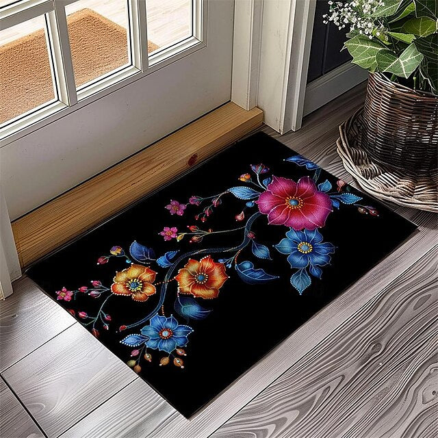 Oil Painting Flowers Doormat Floor Mats Washable Rugs Kitchen Mat Non-Slip Oil Proof Rug Indoor Outdoor Mat Bedroom Decor Bathroom Mat Entrance Rug