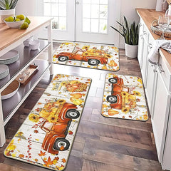 Autumn Pumpkin Truck Area Rug Kitchen Mat Non-Slip Oil Proof Floor Mat Livingroom Rug Indoor Outdoor Mat Bedroom Decor Bathroom Mat Entrance Rug Door Mat