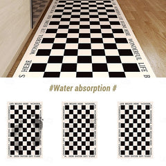 Chess Board Pattern Kitchen Rug Area Rug Mat Non-Slip Oil Proof Floor Mat Livingroom Rug Indoor Outdoor Mat Bedroom Decor Bathroom Mat Entrance Rug Door Mat