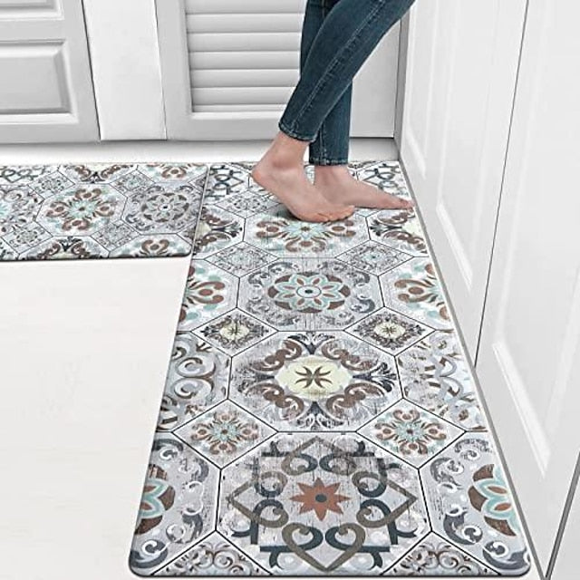 Boho Kitchen Rugs Anti Slip Door Mats for Kitchen Floor Kitchen Rugs and Mats Non Skid Waterproof Kitchen Runner Comfort Standing Mat