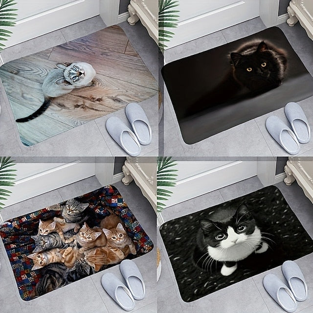 Cute Cats Doormat Floor Mats Washable Rugs Kitchen Mat Non-Slip Oil Proof Rug Indoor Outdoor Mat Bedroom Decor Bathroom Mat Entrance Rug