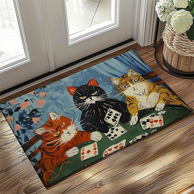 Cute Cates Doormat Kitchen Mat Floor Mat Non-Slip Area Rug Oil Proof Rug Indoor Outdoor Mat Bedroom Decor Bathroom Mat Entrance Rug