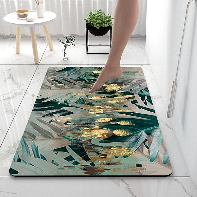 Golden Bath Mat Non-slip Diatomaceous Earth Bath Rug Soft Mat Rubber Anti-Slip Fast Dry Super Absorbent Thin Bathroom Mat for Under Door - Bathroom Floor Mat Rug Bathtub Front Shower Mat Sink