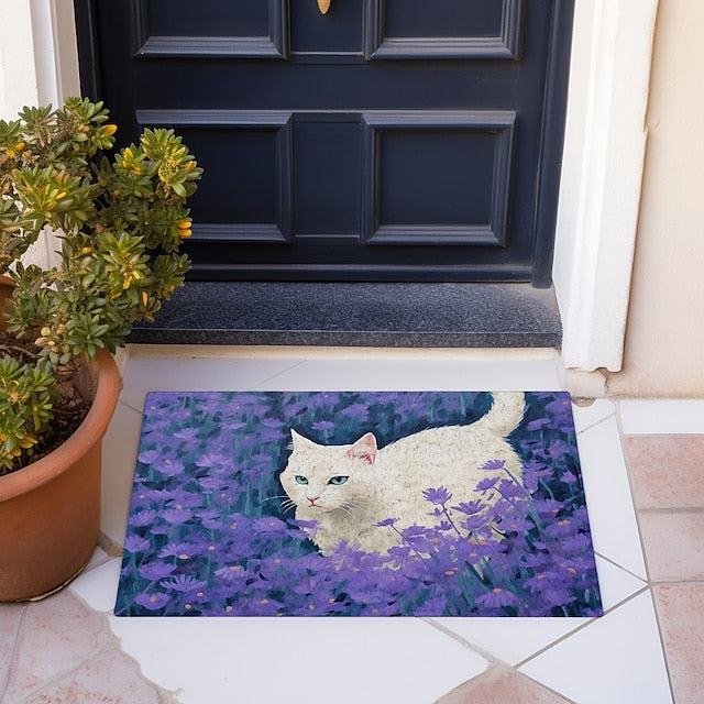 Painting Cat Doormat Floor Mats Washable Rugs Kitchen Mat Non-Slip Oil Proof Rug Indoor Outdoor Mat Bedroom Decor Bathroom Mat Entrance Rug