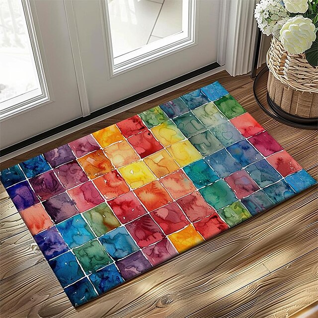 Rainbow Painting Doormat Floor Mats Washable Rugs Kitchen Mat Non-Slip Oil Proof Rug Indoor Outdoor Mat Bedroom Decor Bathroom Mat Entrance Rug