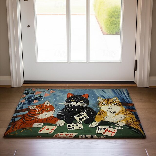 Cute Cates Doormat Kitchen Mat Floor Mat Non-Slip Area Rug Oil Proof Rug Indoor Outdoor Mat Bedroom Decor Bathroom Mat Entrance Rug