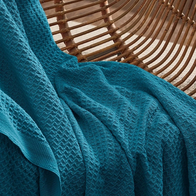 100% Cotton Waffle Throw Comfortable and Breathable Honeycomb Nap Blanket Pure Cotton Towel Blanket