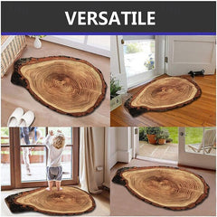 Door Mat Floor Mat Non Slip Ring of Tree 3D Trunk Wooden Log Print Area Rug Bath Mat Waterasorb for Indoor Outdoor Patio Bedroom Kitchen Office