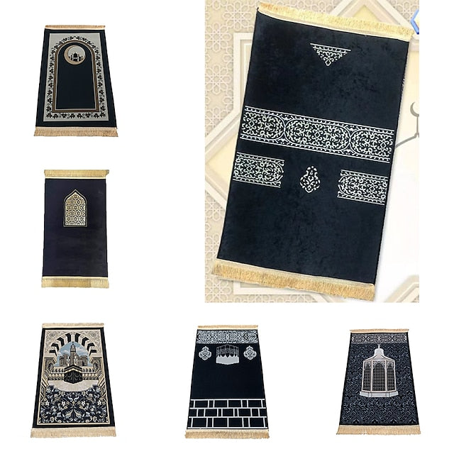 Muslim Prayer Rug Thick padded Sajadah, Islamic, Soft Velvet Mat Ramadan Eid Gift, for Women Man Kids Meditation Turkish African, Soft Luxury