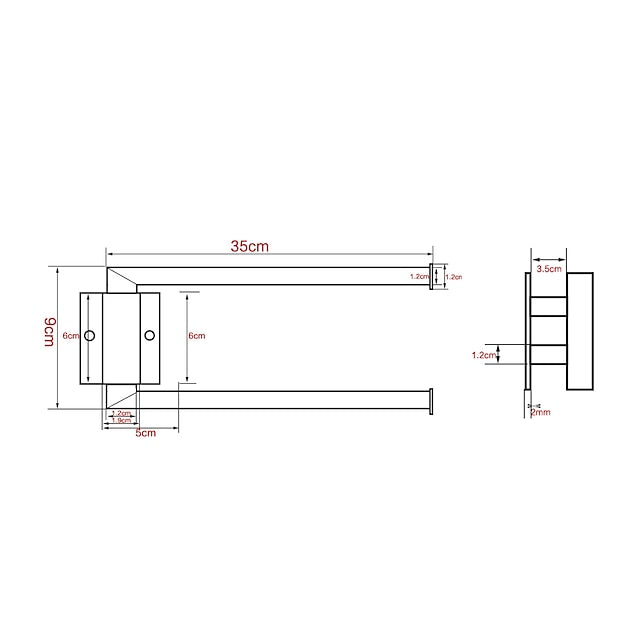 180 Degree Revolving Folding Towel Bar Stainless Steel Bathroom 2-rod Towel Rack Brushed Silvery and Matte Black 1pc