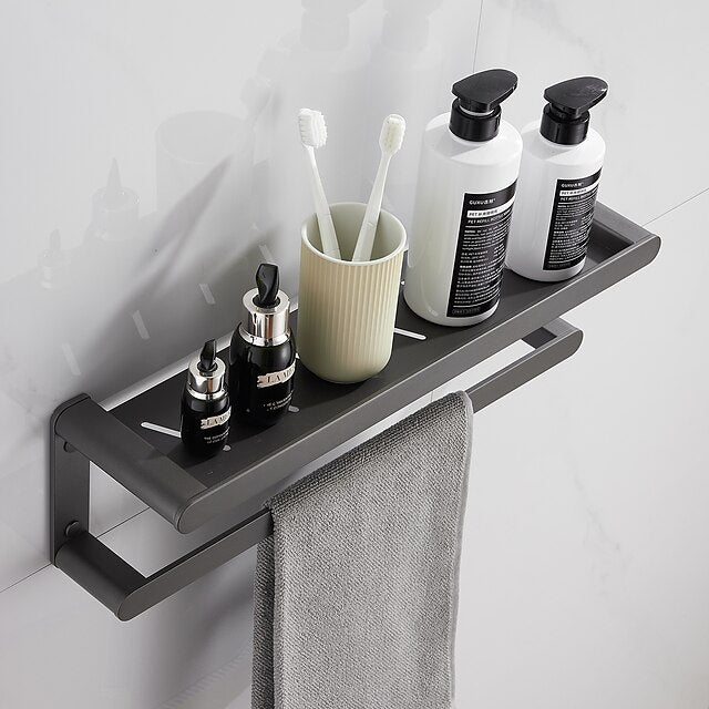 Bathroom Accessory Set,Bathroom Hardware Space Aluminium Wall Mounted Gun GreyTowel Rack /Corner Shelf/Robe Hook/Toilet Paper Holder/Towel Bar/Toilet Brush Holder