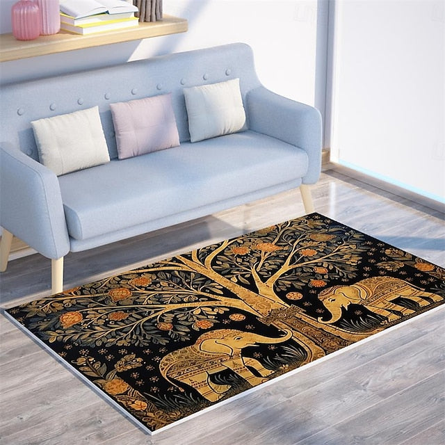 Boho Elephants Area Rug Kitchen Mat Non-Slip Oil Proof Floor Mat Livingroom Rug Indoor Outdoor Mat Bedroom Decor Bathroom Mat Entrance Rug Door Mat