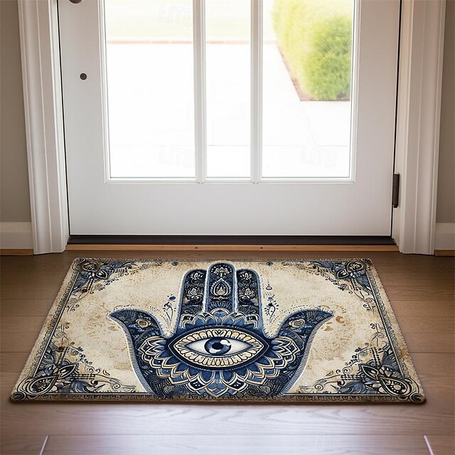 Hamsa Hand Ramadan Doormat Floor Mats Washable Rugs Kitchen Mat Non-Slip Oil Proof Rug Indoor Outdoor Mat Bedroom Decor Bathroom Mat Entrance Rug