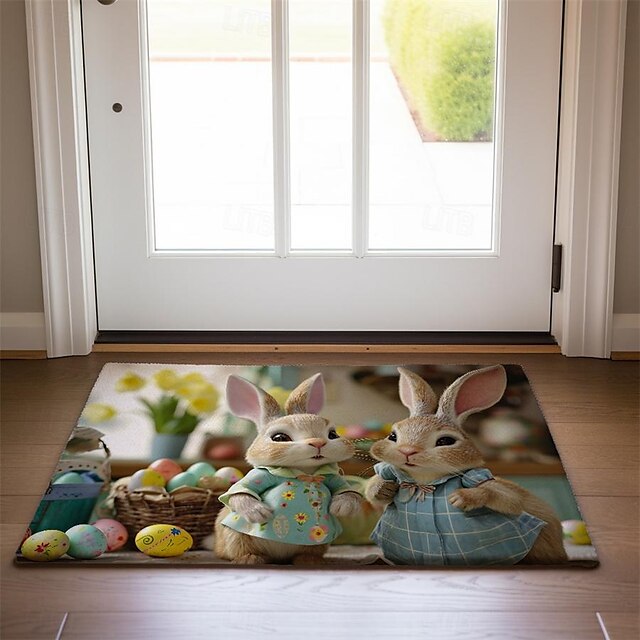 Easter Bunny Doormat Floor Mats Washable Rugs Kitchen Mat Non-Slip Oil Proof Rug Indoor Outdoor Mat Bedroom Decor Bathroom Mat Entrance Rug