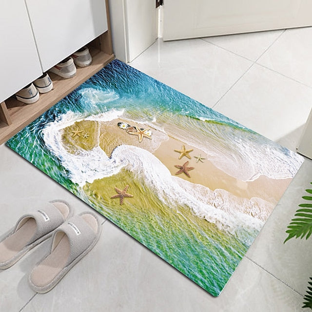 Beach Starfish Beach Collection Pattern Flannel Fabric Print Home Entrance Mattress Bathroom Mattress Mattress