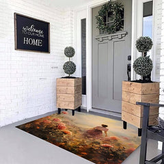 Oil Painting Floral Door Mat Floor mats Washable Rugs Kitchen Mat Non-Slip Oil Proof Area Rug Indoor Outdoor Bedroom Decor Bathroom Mat Entrance Rug