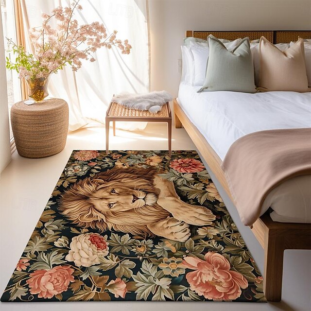 Sleeping Lion Area Rug Kitchen Mat Non-Slip Oil Proof Floor Mat Livingroom Rug Indoor Outdoor Mat Bedroom Decor Bathroom Mat Entrance Rug Door Mat