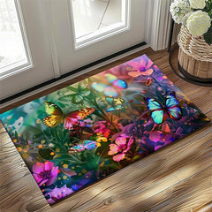 Butterfly Flowers Doormat Non-Slip Oil Proof Rug Indoor Outdoor Mat Bedroom Decor Bathroom Mat Entrance Rug Door Mat