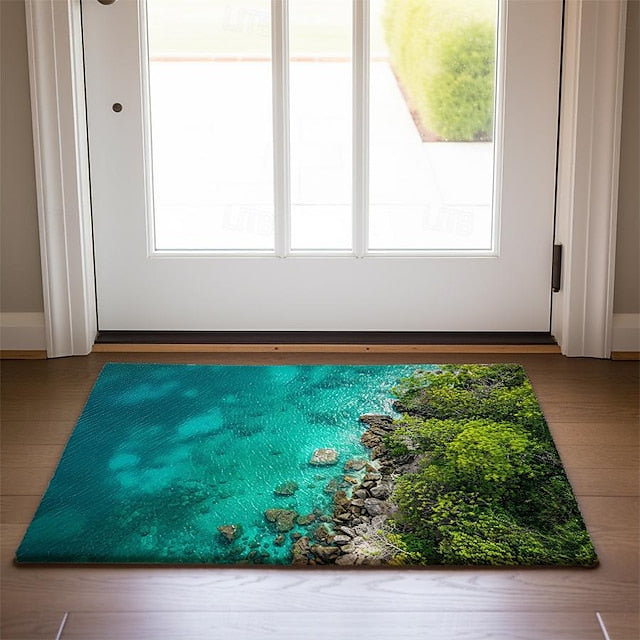 Beach View Doormat Kitchen Mat Floor Mat Non-Slip Area Rug Oil Proof Rug Indoor Outdoor Mat Bedroom Decor Bathroom Mat Entrance Rug