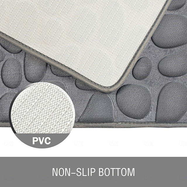 Cobblestone Embossed Bath Mat Non-slip , Memory Foam Pad, Washable Bath Rugs, Rapid Water Absorbent, Non-Slip, Washable, Thick, Soft And Comfortable Carpet For Shower Room