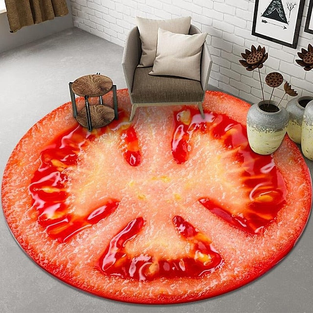 Fruit Rug Floor Mat Non-Slip Round Area Rugs Kitchen Floor Mat Soft Carpet for Bedroom Livingroom Bedside