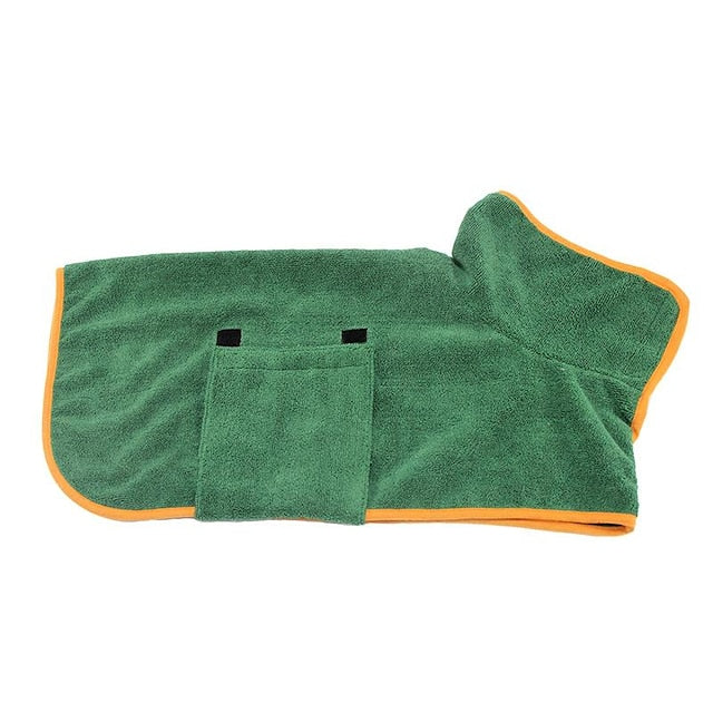 Pet Towel Absorbent Quick-drying Large Dog Bathrobe Green Pet It Wrap Waist Bathrobe