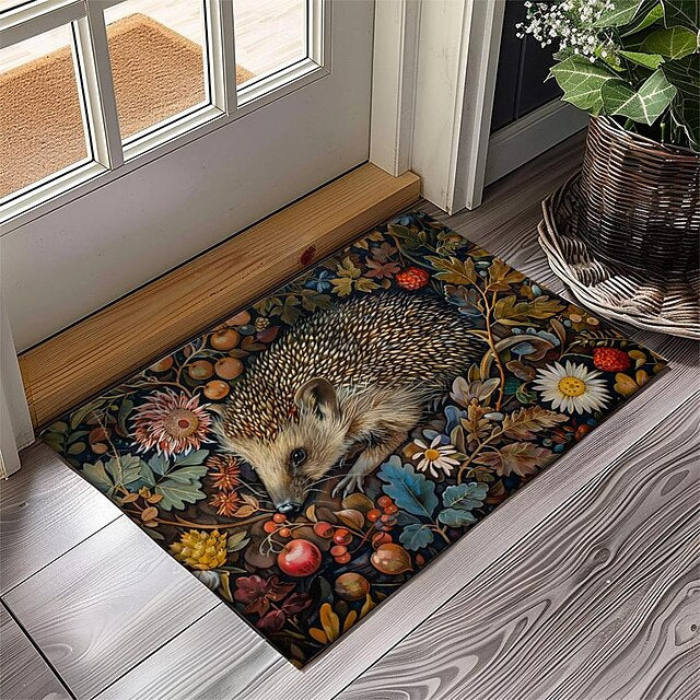 Hedgehog Fruits Doormat Kitchen Mat Floor Mat Non-Slip Area Rug Oil Proof Rug Indoor Outdoor Mat Bedroom Decor Bathroom Mat Entrance Rug