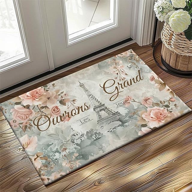 Graffiti Doormat Kitchen Mat Floor Mat Non-Slip Area Rug Oil Proof Rug Indoor Outdoor Mat Bedroom Decor Bathroom Mat Entrance Rug Eiffel Tower