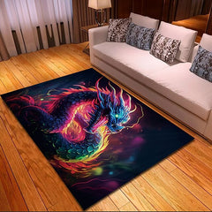 Blacklight Rug UV Reactive Glow in the Dark Area Rug Kitchen Mat Non-Slip Oil Proof Creepy Dragon Floor Mat Livingroom Rug Indoor Outdoor Mat Bedroom Decor Bathroom Mat Entrance Rug Door Mat