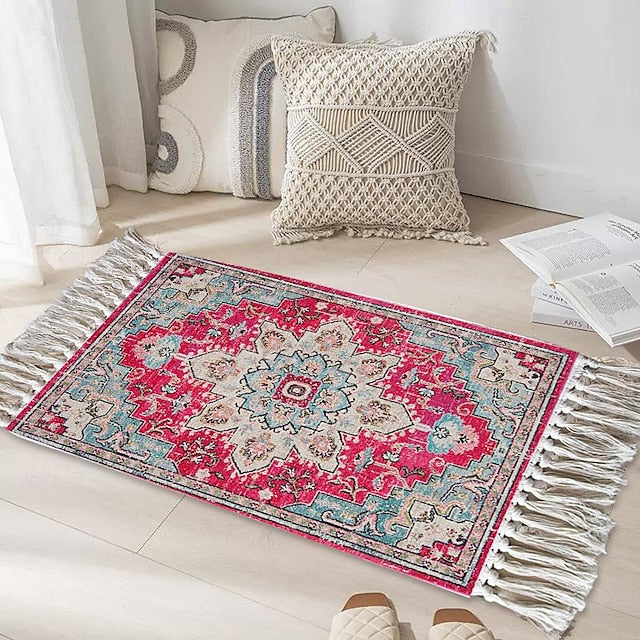 Woven Bohemian Mandala Doormat Kitchen Mat Floor Mat Non-Slip Area Rug Oil Proof Rug Indoor Outdoor Mat Bedroom Decor Bathroom Mat Entrance Rug Blue