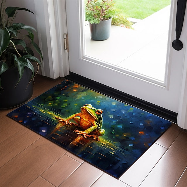 Frog Pound Doormat Floor Mats Washable Rugs Kitchen Mat Non-Slip Oil Proof Rug Indoor Outdoor Mat Bedroom Decor Bathroom Mat Entrance Rug