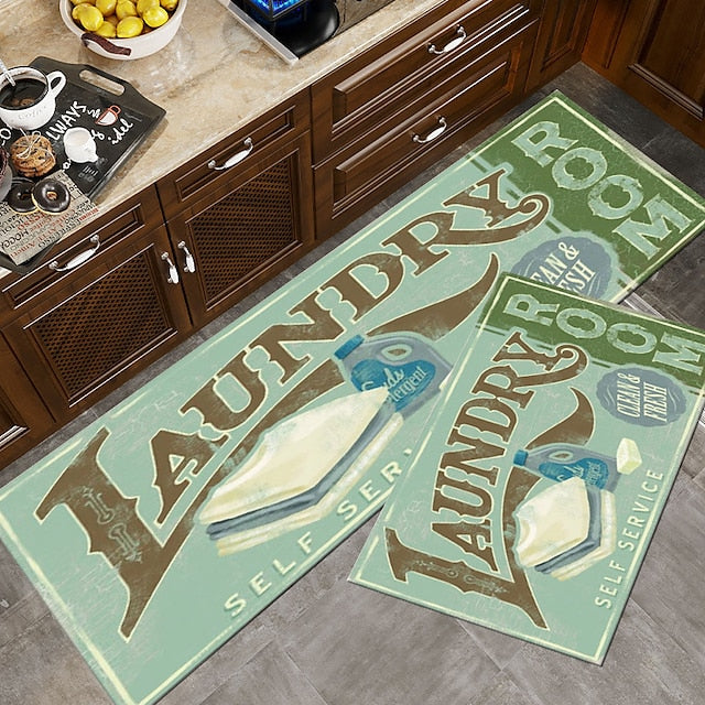 Laundry Mat Rug Kitchen Mat Non-Slip Oil Proof Rug Indoor Outdoor Mat Bedroom Decor Bathroom Mat Entrance Rug Door Mat