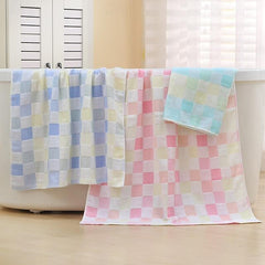 Cotton Gauze Bath Towel Double Hug Quilt Color Checkered Beach Towel Cotton Bath Towel