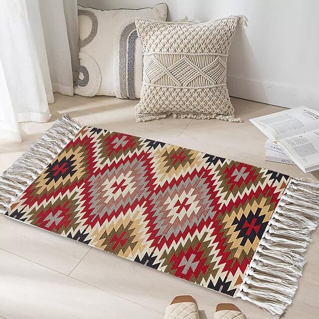 Woven Bohemian Mandala Doormat Kitchen Mat Floor Mat Non-Slip Area Rug Oil Proof Rug Indoor Outdoor Mat Bedroom Decor Bathroom Mat Entrance Rug Blue