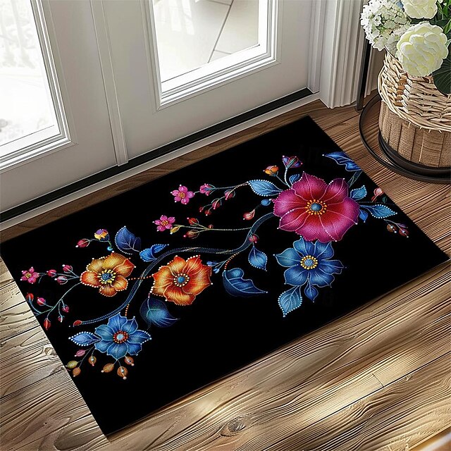 Oil Painting Flowers Doormat Floor Mats Washable Rugs Kitchen Mat Non-Slip Oil Proof Rug Indoor Outdoor Mat Bedroom Decor Bathroom Mat Entrance Rug