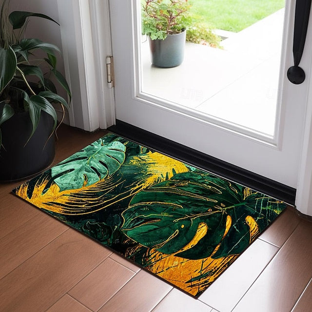 Tropical Leaves Doormat Non-Slip Oil Proof Rug Indoor Outdoor Mat Bedroom Decor Bathroom Mat Entrance Rug Door Mat