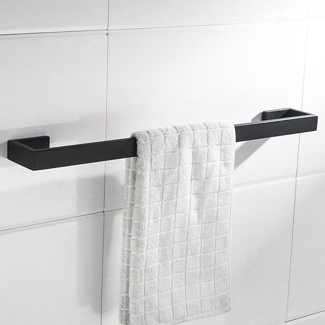 Towel Holder Wall Mounted 304 Stainless Steel Towel Rack Bathroom Shelf Modern Style Towel Bar 50cm/60cm(Black/Brushed Nickel/Chrome)