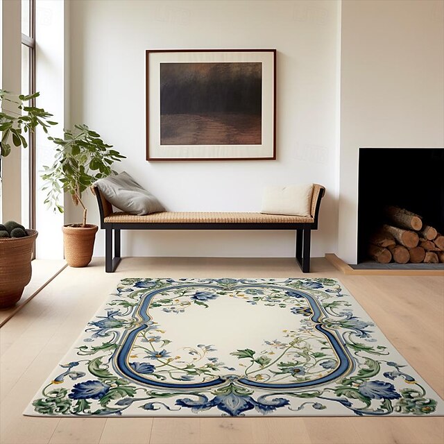 Spring Floral Fruit Area Rug Kitchen Mat Non-Slip Oil Proof Floor Mat Livingroom Rug Indoor Outdoor Mat Bedroom Decor Bathroom Mat Entrance Rug Door Mat Bird Tree of Life