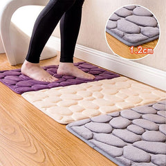 Cobblestone Embossed Bath Mat Non-slip , Memory Foam Pad, Washable Bath Rugs, Rapid Water Absorbent, Non-Slip, Washable, Thick, Soft And Comfortable Carpet For Shower Room