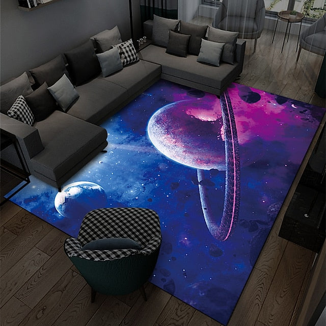 Area Rug Educational Outer Space Universe Planet Floor Rugs Living Room Home Decor, Carpets Area Mats for Kids Boys Girls Bedroom