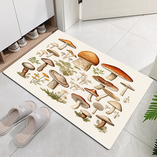 Mushrooms Door Mat Floor Mats Washable Rugs Kitchen Mat Non-Slip Oil Proof Area Rug Indoor Outdoor Bedroom Decor Entrance Rug