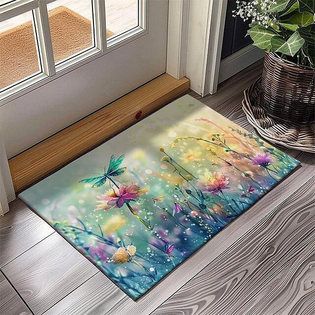 Butterfly Flowers Doormat Non-Slip Oil Proof Rug Indoor Outdoor Mat Bedroom Decor Bathroom Mat Entrance Rug Door Mat