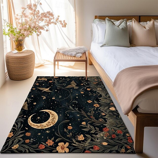 Botanical Night Area Rug Kitchen Mat Non-Slip Oil Proof Floor Mat Livingroom Rug Indoor Outdoor Mat Bedroom Decor Bathroom Mat Entrance Rug Door Mat Bird Tree of Life