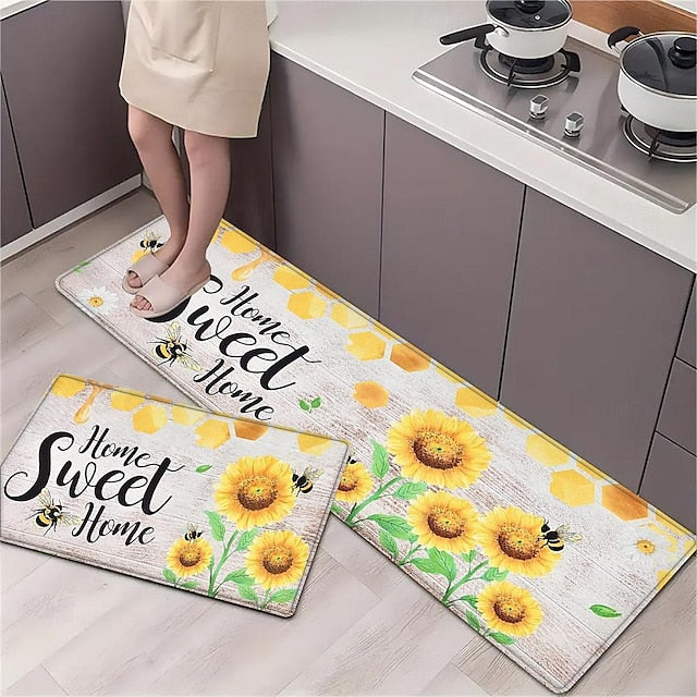 Sunflowers Area Rug Kitchen Mat Non-Slip Oil Proof Floor Mat Livingroom Rug Indoor Outdoor Mat Bedroom Decor Bathroom Mat Entrance Rug Door Mat Black