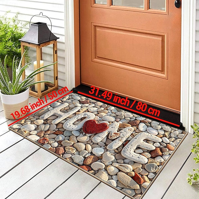 Valentine's Day Cobblestone Home Doormat Kitchen Mat Floor Mat Non-Slip Area Rug Oil Proof Rug Indoor Outdoor Mat Bedroom Decor Bathroom Mat Entrance Rug